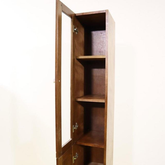 Wood Wooden Column Cabinet with Glass Door and Ceramic Knobs For Sale - Image 7 of 11