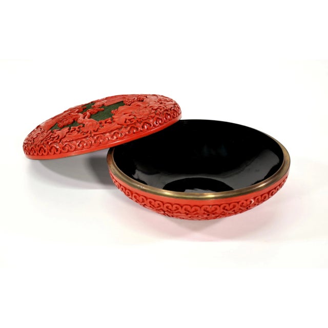 Large Domed Chinese Cinnabar Box For Sale - Image 4 of 12