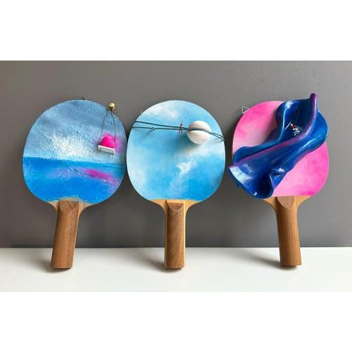 White Vera Vizzi, Ping Pong Racket in Sky Blue, 2024, Mixed Media For Sale - Image 8 of 10