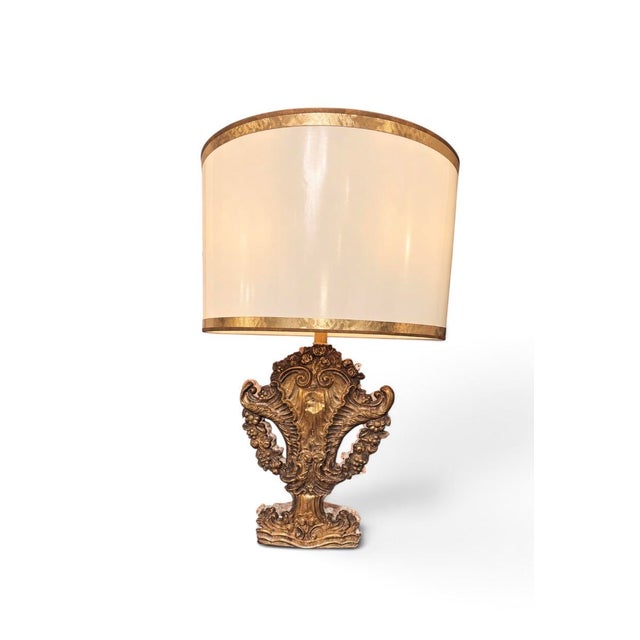 One-of-a-Kind Giltwood Architectural Fragment Table Lamp For Sale