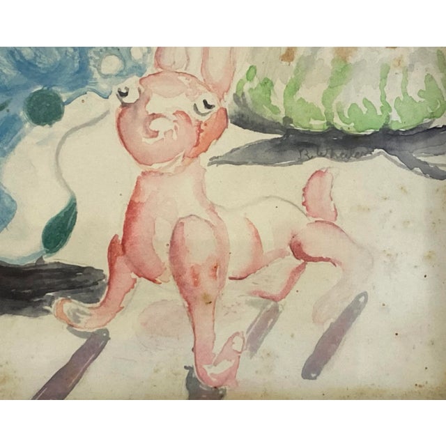 Blue Richard Whalen "Jeffery's Toy's" Original Watercolor Painting C.1970s For Sale - Image 8 of 12