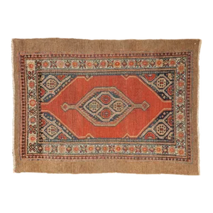 Vintage Fine Camel Hair Serab Square Rug - 3' X 4'