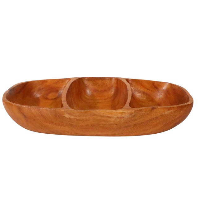Russel Wright Mid Century Organic Modern Carved Wood Serving Bowl C 1950/70's For Sale - Image 4 of 7