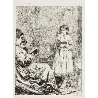 Pio Joris, The Reading, Etching, Early 20th Century For Sale