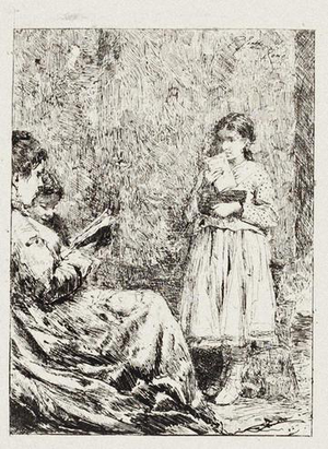 Pio Joris, The Reading, Etching, Early 20th Century