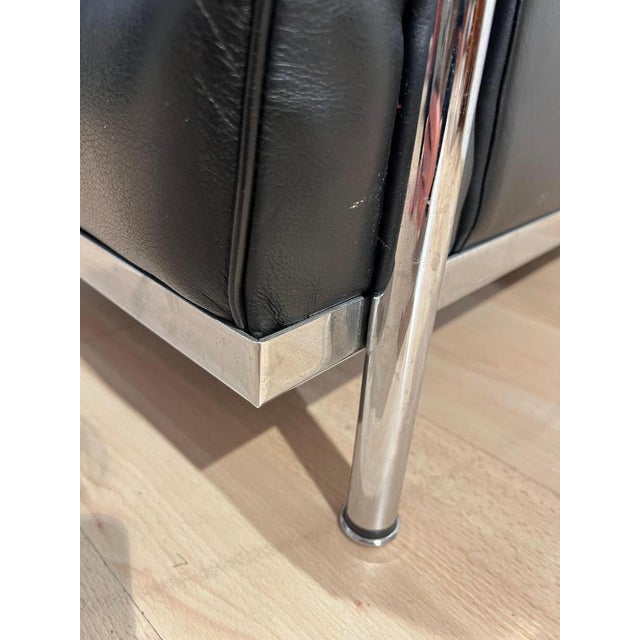 LC2 Chair with Chromed Steeltube and Black Leather by Charlotte Perriand for Cassina, 1970 For Sale - Image 11 of 16
