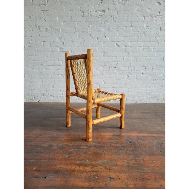 1940s 1940s Rustic Pine Log & Rawhide Side Chair For Sale - Image 5 of 15
