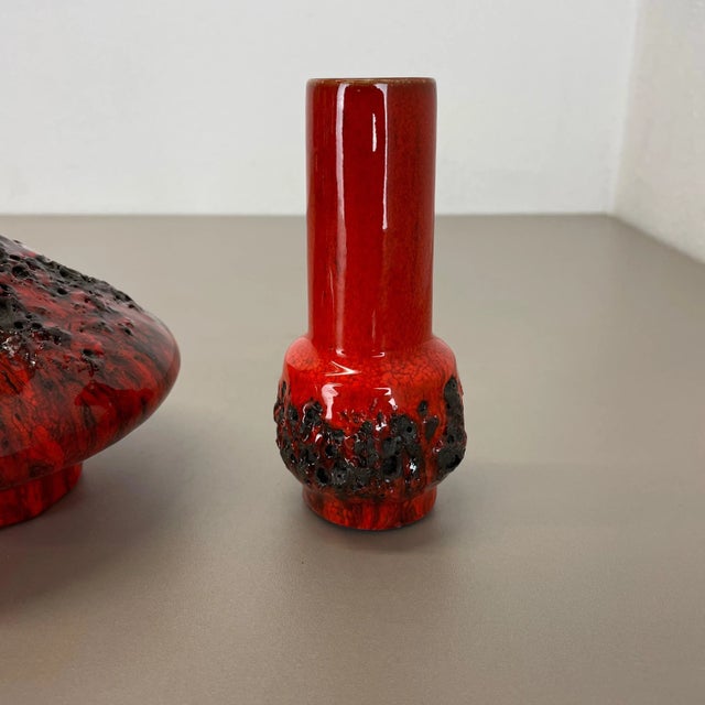 German Studio Pottery Vase Objects in Red Black Ceramic from Otto Keramik, 1970, Set of 3 For Sale - Image 15 of 18