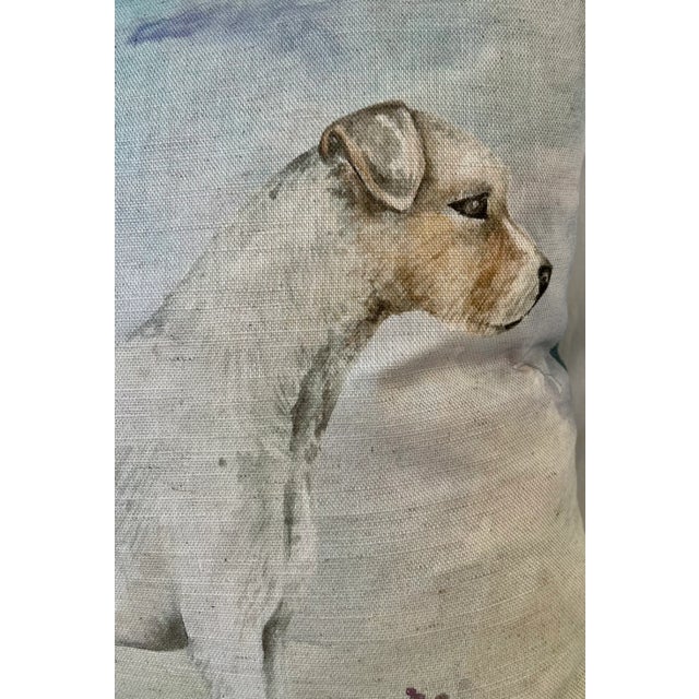 Figurative 16" Square Decorative Pillow Adorned With a Striking Jack Russell Terrier Dog Portrait - Made in the U K For Sale - Image 3 of 11