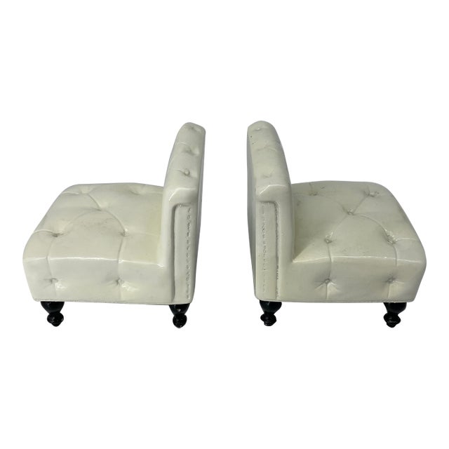 Tufted/Chesterfield Seat Bookends - A Pair For Sale
