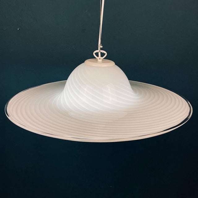 White Murano Swirl Glass Pendant Lamp from Vetri, Italy, 1970s For Sale - Image 8 of 14