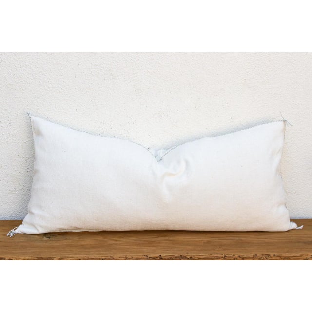Textile Pale White Diamond Oversized Lumbar Moroccan Pillow For Sale - Image 7 of 8