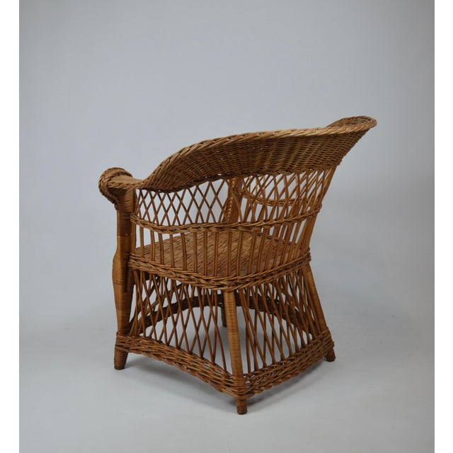 Wood 20th Century Wicker Armchairs with Rolled Arms, 1920, Set of 2 For Sale - Image 7 of 18