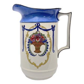 Antique English Pottery Toilet Jug by N.H.P., 1890s For Sale