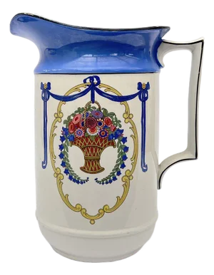 Antique English Pottery Toilet Jug by N.H.P., 1890s