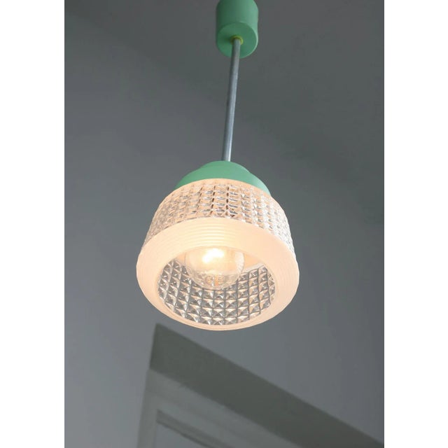 Gray Small Turquoise Glass Ceiling Lamp, 1960s For Sale - Image 8 of 13