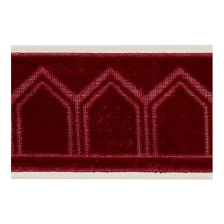 Schumacher Vizier Velvet Tape in Ruby For Sale