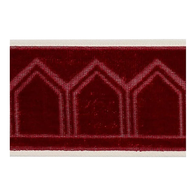 Schumacher Vizier Velvet Tape in Ruby For Sale