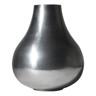 Polished Aluminum Bulbous Vase, 1980 For Sale