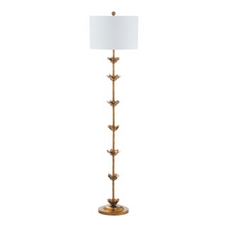 63.5-Inch H Leaf Floor Lamp - Antique Gold For Sale