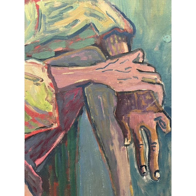 Alois Wittlin, Personnage Assis, Gong Hill, Frontière du Tanganyika, Kenya, 1952, Oil on Wood, Framed For Sale - Image 8 of 13