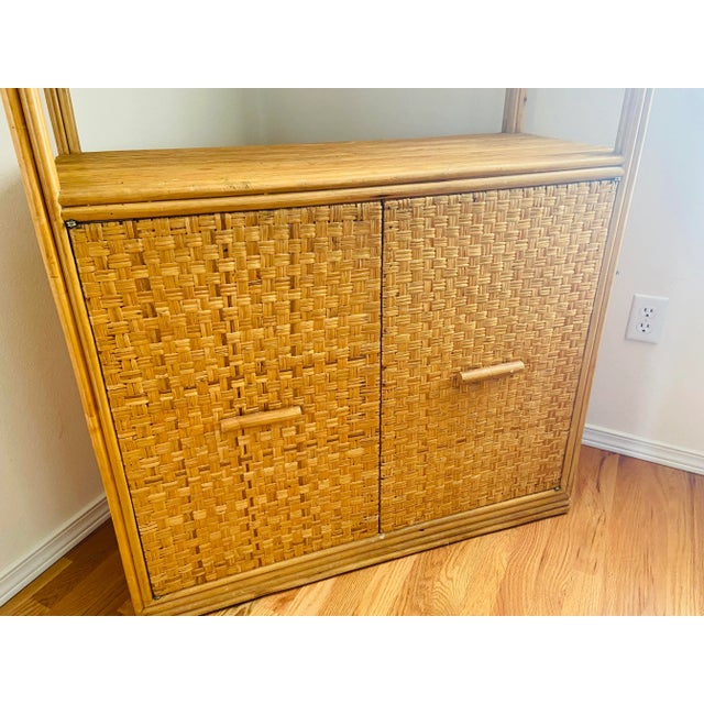 1970s Boho Chic Bamboo Rattan & Wicker Shelf/Bookcase For Sale In Seattle - Image 6 of 10