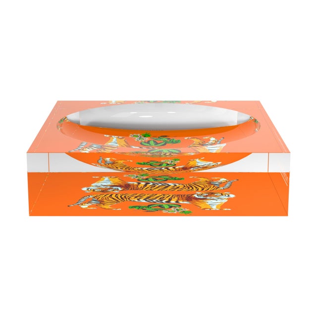 2020s Tiger Seeing Double Orange Acrylic Candy Catchall Dish, Small For Sale - Image 5 of 11