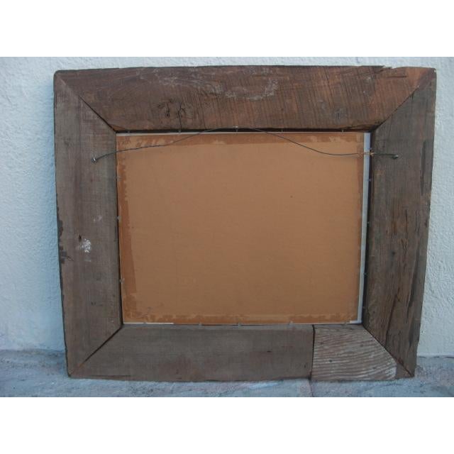 Wood Shipwrecked Boat on Marshy Lakefront Painting in Reclaimed Wood Frame For Sale - Image 7 of 7