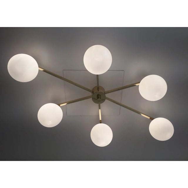 Not Yet Made - Made To Order Angelo Polished Brass Matte White Globe Flush Mount by Fabio Ltd For Sale - Image 5 of 8