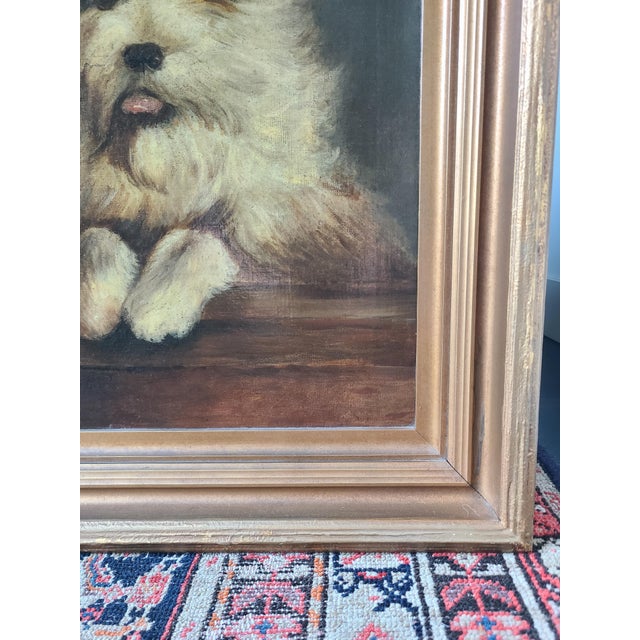 Antique 19th Century Victorian Oil Painting Portrait of a Terrier Dog For Sale - Image 9 of 14