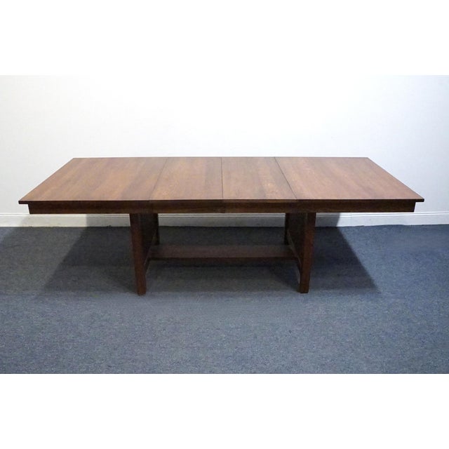 Mission Canadel Furniture Solid Oak Mission Style Arts & Crafts 102" Trestle Dining Table 8020bc-Bra000-Pta - Made in Canada For Sale - Image 3 of 13