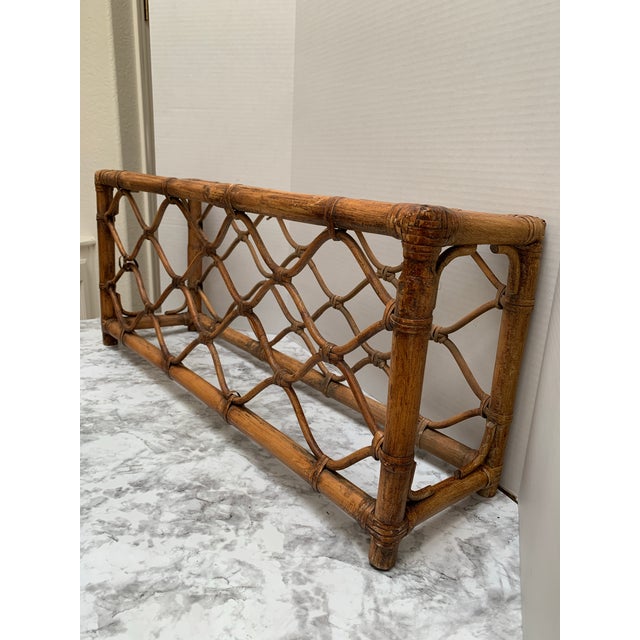 Brown Midcentury Rustic Bamboo Bottle or Wine Storage Rack For Sale - Image 8 of 10