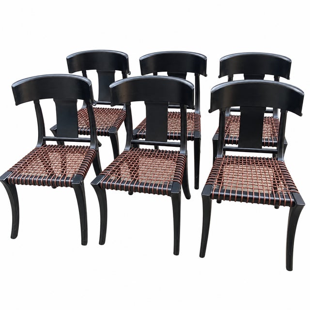 Stunning set of 6 Klismos style dining chairs. Set is well made . Solid wood, alder. Finish is in impeccable condition....