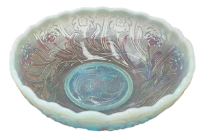 Blue Opalescent Plateau Bowl from Northwood Glass Company, 1890s