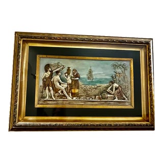 Early 20th Century Classical-Revival Grand Tour Bas-Relief in Original Giltwood Shadowbox Frame For Sale