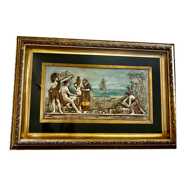 Early 20th Century Classical-Revival Grand Tour Bas-Relief in Original Giltwood Shadowbox Frame For Sale