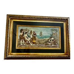 Early 20th Century Classical-Revival Grand Tour Bas-Relief in Original Giltwood Shadowbox Frame