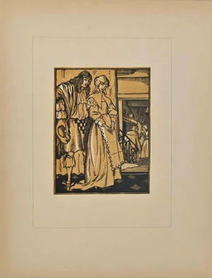Fernand Simeon, The Romance, Original Woodcut Print, Early 20th-Century