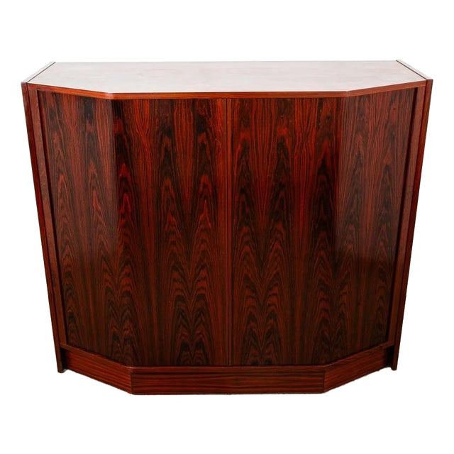 1960s Mid Century Danish Modern Credenza Sideboard Rosewood Tambour Door Drawers For Sale