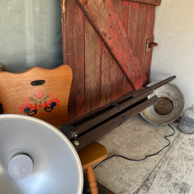 Vintage Industrial Photography Tripod Lamp With Adjustable Height For Sale - Image 10 of 13