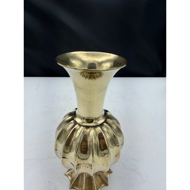 Art Deco Viimntage Brass Vase For Sale - Image 3 of 9