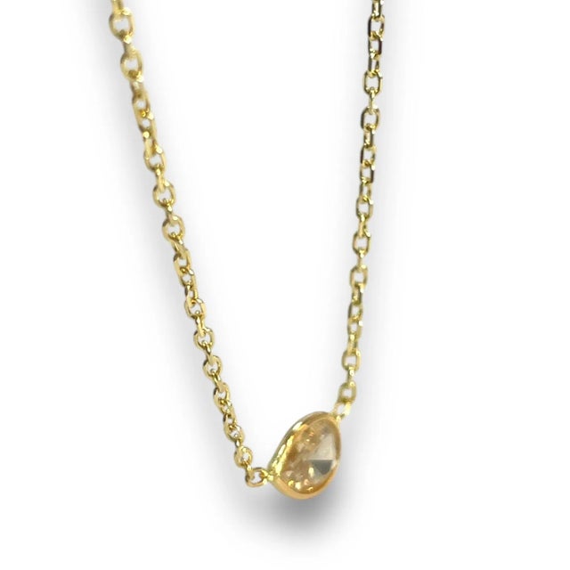 Early 21st Century Luxe 14k Yellow Gold 0.76ct Pear Natural Diamond Bezeled Necklace For Sale - Image 5 of 6