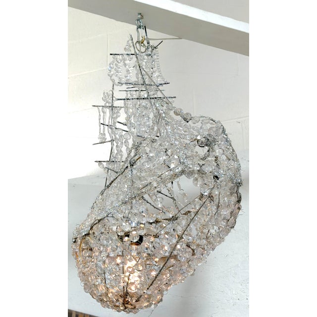 Italian Vintage Venetian Style Lucite Crystal Ship Motif Chandelier For Sale - Image 16 of 18