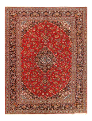 Red Semi Vintage Persian Hand Knotted Kashan 10'2'' X 13'2''