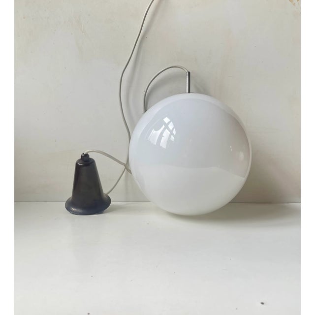 Functionalist Globe Pendant Lamp in White Opaline Glass from Louis Poulsen, 1930s For Sale - Image 6 of 6