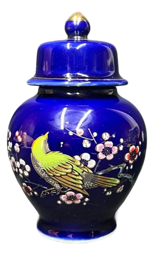 Vintage Ceramic Chinese Urn Ginger Jar W/Lid