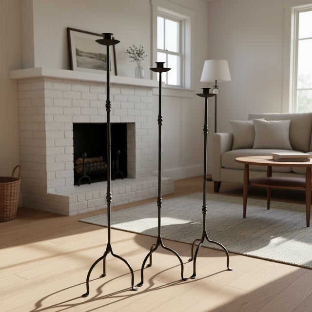 The High Arch Trio: Slender Floor Candelabra Set ️ Add a touch of refined character to your living space with this Hand-...