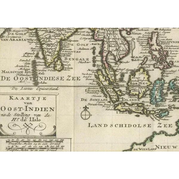 Authentic Map of Southeast Asia with Original Border Coloring, 1745 For Sale - Image 4 of 6