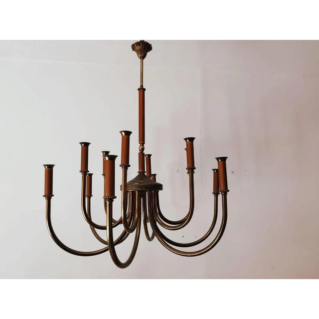 Vintage Brass 12-Light Chandelier For Sale - Image 13 of 13