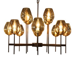 Lightolier Chandelier With Eight Arms and 16 Glass Bulbs For Sale